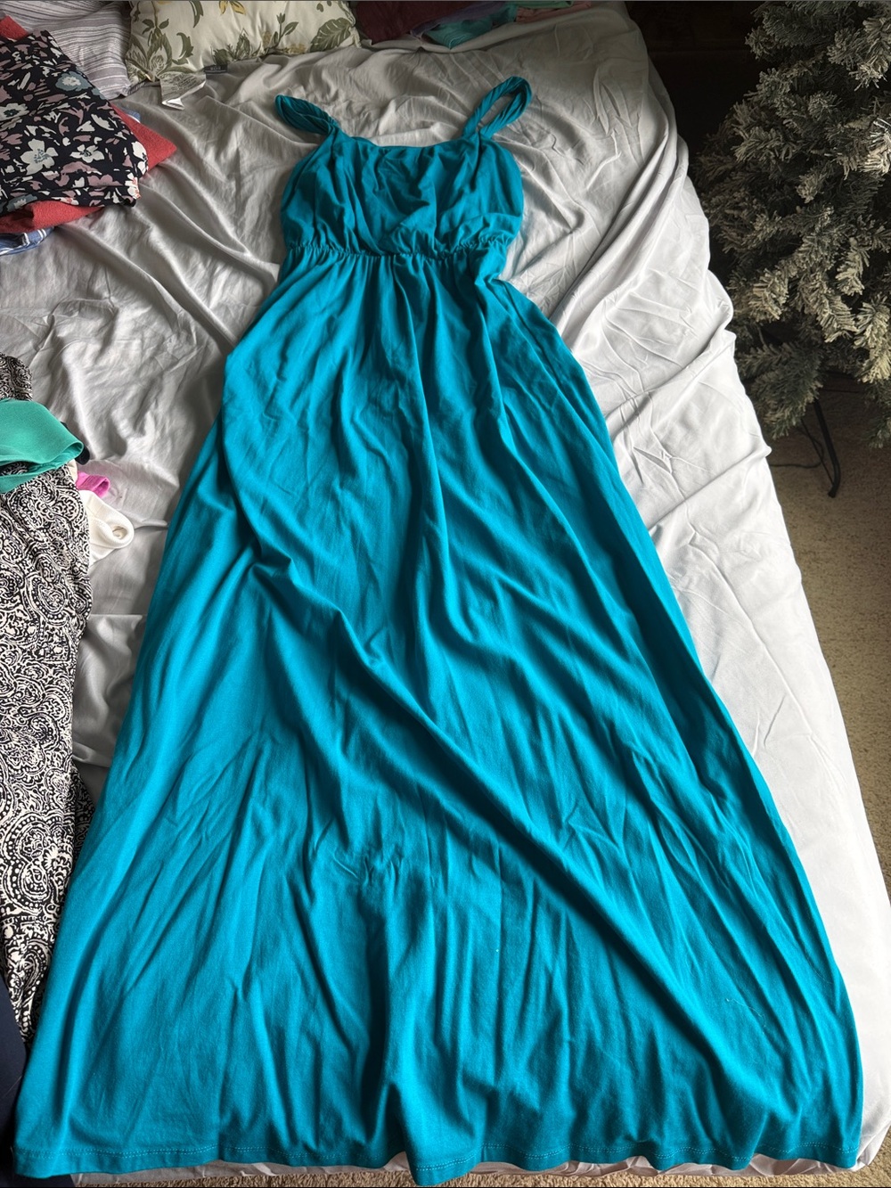 LOFT Teal Sleeveless Maxi Dress